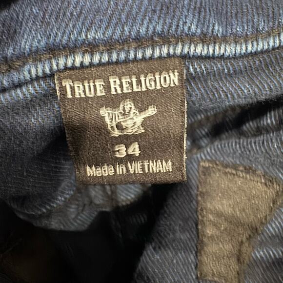 True Religion Geno Jeans Mens 34x32 Y2K Distressed Relaxed Slim Fit Flap Pockets - Picture 9 of 10